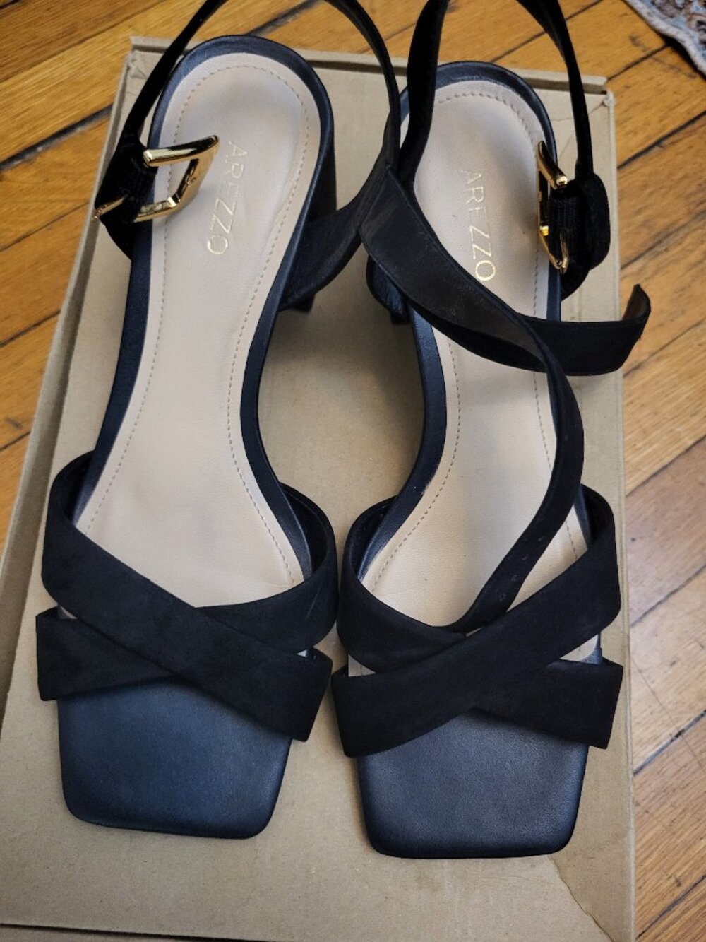 Arezzo Mid Block, Leather Sandals